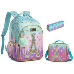 School Bags BIKAB School Bag Backpack for Kids Backpacks for School Teenagers Girls Sequin Tower School Bags for Girls School Supplies 231016