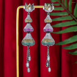 Dangle Earrings Siscathy Fashion Pourd Shape Long Drop Women Zircon Wedding Party Celebration Daily DinnerDress Jewellery Gift