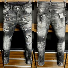 Italian fashion European and American men's casual jeans high-end washed hand polished quality Optimised 9902