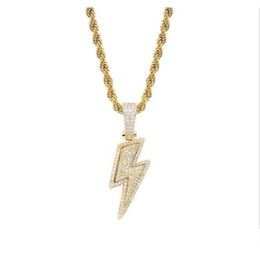 Pendant Necklaces Lced Out Bling Light Necklace With Rope Chain Copper Material Cubic Zircon Men Hip Hop Jewellery Locket For Drop Del Dh3Ec