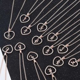 Romantic Love Pendant Necklace For Girls 2020 Women Rhinestone Initial Letter Necklace Alphabet Gold Collars Trendy New Charms209s