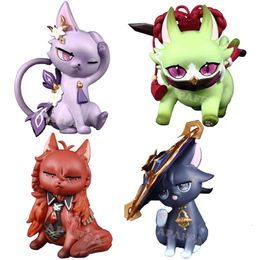 Finger Toys 11cm Cute Cat Genshin Impact Wanderer/balladeer Anime Figure Diluc Ragnvindr/keqing/kuki Shinobu Action Figure Adult Model Toys