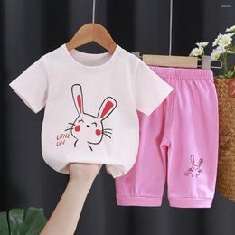 Clothing Sets Two Pieces Cotton Girls Summer Short Sleeve Top Pants Children Fashion Boys Baby Clothes Suit Casual Outfits 1-5T