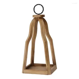 Candle Holders Open Wood Lantern Holder Brown