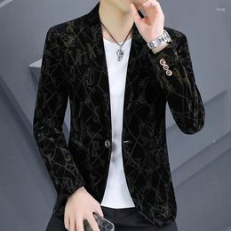 Men's Suits 2023- Fashion Business Gentleman Elegant British Style Solid Color Slim-fit Casual Trend Letter Wedding Korean Blazer