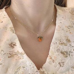 Choker Cute Little Persimmon Pendant Necklaces For Women Creative Clavicle Chain Necklace Exquisite Jewellery On The Neck Collares