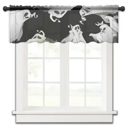 Curtain Halloween Ghost With Black Background Kitchen Curtains Tulle Sheer Short Living Room Home Decor Voile Drapes