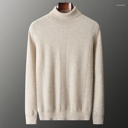 Men's Sweaters Winter Autumn Men GOAT CASHMERE Knitted Pullover Thick Turtleneck Full Sleeve Jumpers Solid Colour Male Clothes