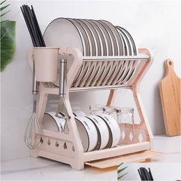 Other Kitchen Storage Organization Plastic Stand Appliance Dish Drying Rack Utensil Cup Holder Drainer Kitchenware Drop Delivery H Dhba8