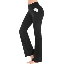 Men's Pants Women's Wide Leg Pockets For Casual Sports Elastic High Waist Flared Fit Fitness External Wear
