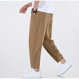 Men's Pants Korean Fashion Suit Solid Color Straight Leg Large Size Men Casual Ankle-length Male Chic Drawstring Trousers 5xl