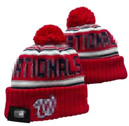Men Knitted Cuffed Pom Nationals Beanies Washington Hats Sport Knit Hat Striped Sideline Wool Warm BasEball Beanies Cap For Women