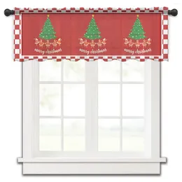 Curtain Christmas Santa Tree Plaid Small Window Tulle Sheer Short Bedroom Living Room Home Decor Voile Drapes