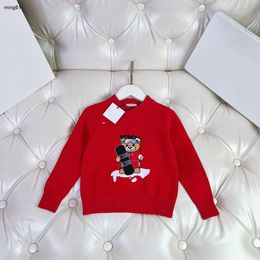 brand designer sweater for kids Cartoon Ski Pattern Print Knitted pullover for boy girl Size 90-150 CM round neck child Knitwear top Sep20