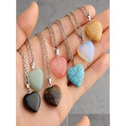 Pendant Necklaces Pendum Chakra Necklace Jewellery Healing Crystal Amethyst Rose Quartz Bead Point Women Men Natural Stone Heart Hexag Dhzvy