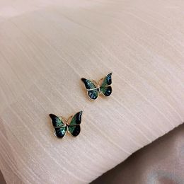 Stud Earrings VENTFILLE 925 Stamp Gradient Colour Butterfly Earring For Women Girl Oil Painting Style Animal Jewellery Birthday Gift Dropship