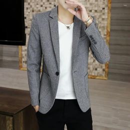 Men's Suits 2023 Fashion Casual Men Blazer Woollen Slim Korean Style Suit Masculino Male Jacket Blazers Clothing L81