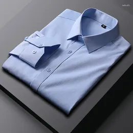 Men's Dress Shirts Spring Long-sleeved Shirt Formal Work Clothes Tooling Business Career White And Blue