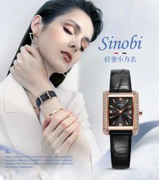 Wristwatches Women's Watch Feminine Style Diamond Inlaid Light Luxury Small Square Belt Quartz Waterproof 9847