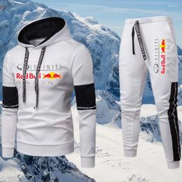 Men's Tracksuits Winter Luxury Sports Set Warm Hoodies Pant Outerwear Running Skiing Racing Suit Male Vintage Motorcycle Cloth