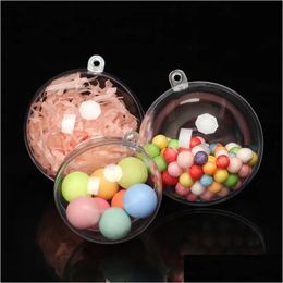 Christmas Decorations Clear Fillable Candy Box Bauble Xmas Tree Ball Ornament Gift Present Boxes Can Open Container For Home Decor D Dh4O8