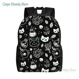 School Bags 3D Print Witch Backpack for Girls Boys Halloween Cat Skull School College Travel Bags Women Men Bookbag Fits 15 Inch Laptop 231016