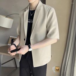 Men's Suits Spring Summer Casual Blazers Men Solid Loose Single Button Half Sleeve Mens