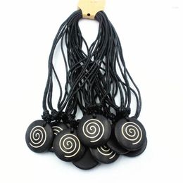 Pendant Necklaces Wholesale 12PCS/LOT Yak Bone Carved NZ Maori Hook Charms Necklace Wax Rope Jewellery XL62