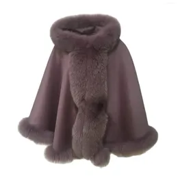 Scarves Wool Coat Content Shawl With Fur Brim Hood 210731 Luxury Pullover Black Stole Purple Crop Jackets Dress Top Coats