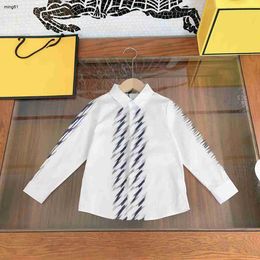 brand designer Baby lapel Shirt Gradient letter stripe decoration Kids top SIZE 110-160 CM fashion Autumn clothing Child Blouses Aug24