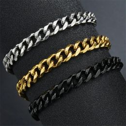Chain Modyle Male Punk Stainless Steel Curb Cuban Bracelet for Men and Women Fashion Charm Link Female Jewellery Gift 231016