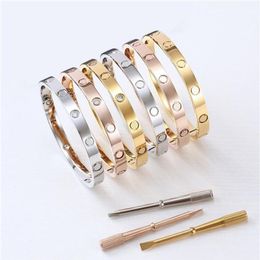 Fashion Men Bracelet Designer Jewlery Women Bangle Gold Silver Rose Titanium Steel Unisex Diamond Nail Screwdriver Screw Bangles W2588