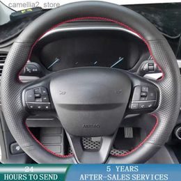 Steering Wheel Covers Customised Car Steering Wheel Cover Leather Braid Car Accessories For Ford Focus 4 2019 2020 Fiesta 17-19 Tourneo 2018 2019 Q231016