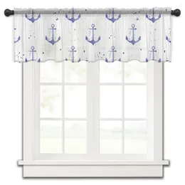 Curtain Blue Anchor Splash Ink Small Window Tulle Sheer Short Bedroom Living Room Home Decor Voile Drapes