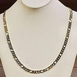 10k Solid Gold Handmade Figaro Curb link mens chain necklace 24 57 Grammes 6 5 MM278R