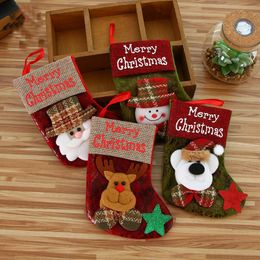 Christmas decorations, children's gifts, Christmas tree decorations, hanging pieces, small faux leather, retro printed English Christmas socks