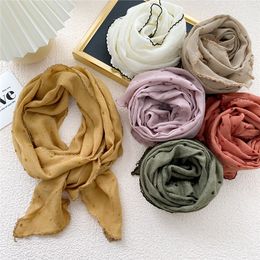 Womens Silk Scarves Wraps for Women Triangle Cotton Linen Dot Purple Color Female Dress Accessories Winter