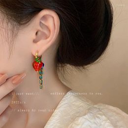 Dangle Earrings Flower Love Crystal Dongdaemun Fashion Design Color Fringed Online Celebrity Joker Temperament