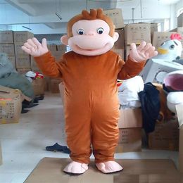 2019 factory Curious George Monkey Mascot Costumes Cartoon Fancy Dress Halloween Party Costume Adult Size270R