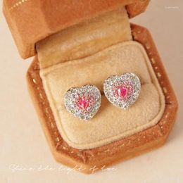 Stud Earrings UNICE Jewellery Natural Pink Diamond Earring Real 18K Solid White Gold AU750 Romantic Heart For Women Party Gift