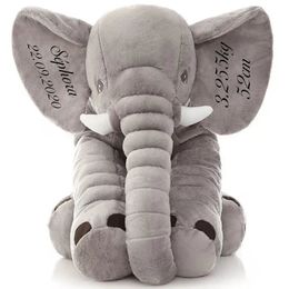 Plush Dolls Personalise Name Children Toys Stuffed Animal Soft Gray Elephant Pillow Baby Sleep 5 colors 60cm 80cm 231016