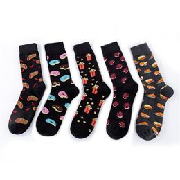 Men's Socks 2021 Happy Men Women Dog Tortilla Biscuit Sandwich Popcorn Dark Food Series Funny Male Skateboard Sock2007