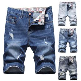 Mens Jeans Hip Hop Ripped Short 2023 Summer Fashion Casual Slim Big Hole Retro Style Denim Shorts Male Clothes Y2k Clothing