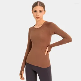 Active Shirts 2023 Women Yoga Seamless Top Super Soft Long Sleeve Shirt Stretchy Workout Tops Sports Wear For Gym