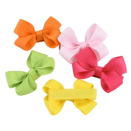 Fashion Baby Bows Hair Clips Solid Hairpins For Girls Handmade Ribbon Barrettes Kids Butterfly Hair Pin Korean Headwear 2817