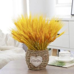 Decorative Flowers 50PCS Natural Dried Wheat Stalks Ear Of Grain Flower Bouquets Home Room Dining Table Arrangement Decor