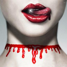 Pendant Necklaces Halloween Necklace Creative Bloody Cut Bloodstain Red Simulation Belly Bleeding Collar