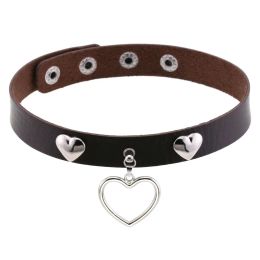 Black Choker Necklace For Women Rivet Heart Bell Belt Necklaces Collar Chocker Gothic Accessories