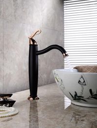 Bathroom Sink Faucets Luxury Brass Faucet High Quality Fashion Design Wash Basin Cold Tall/Low Style Rose Gold And Black/Gold