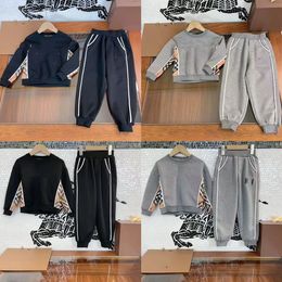 kid fashion clothe set designer youth boy gray sport clothing wholesale little girls black clothes 2pieces hoodies and pants